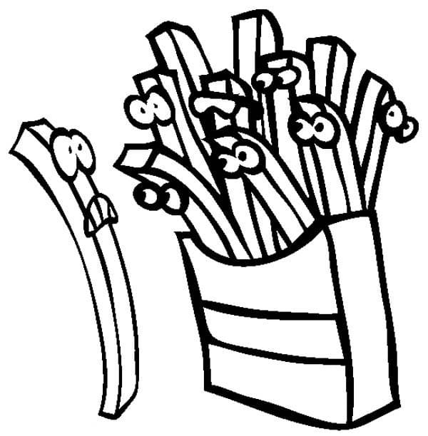 Fearful French Fries Coloring Page