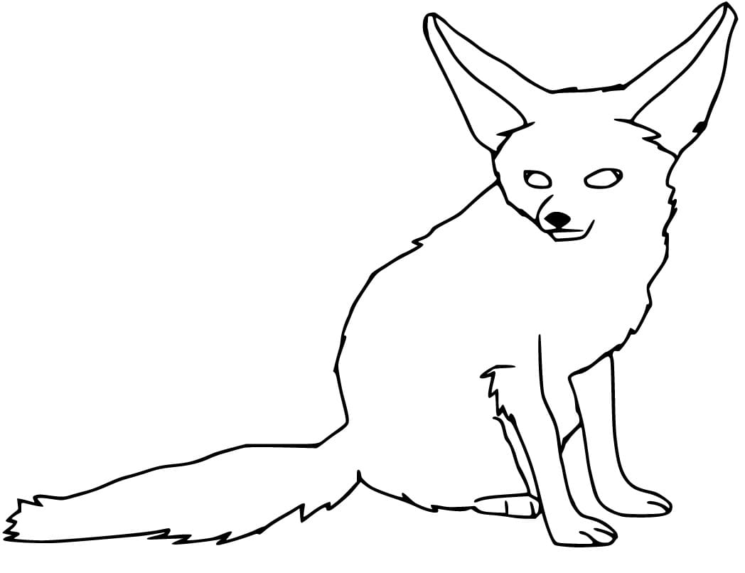 Fennec Fox on Ground Coloring Page