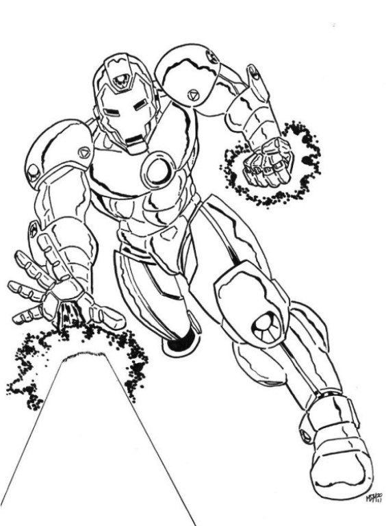 Fighting Iron Man 3adf Coloring Page