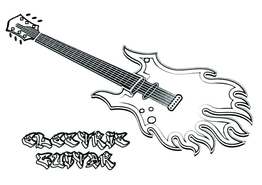 Fire Electric Guitar Coloring Page