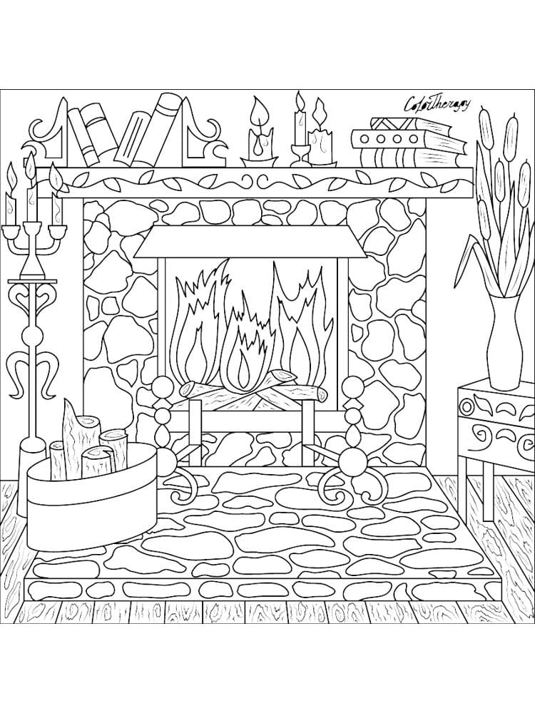 Fireplace 3 Coloring Page