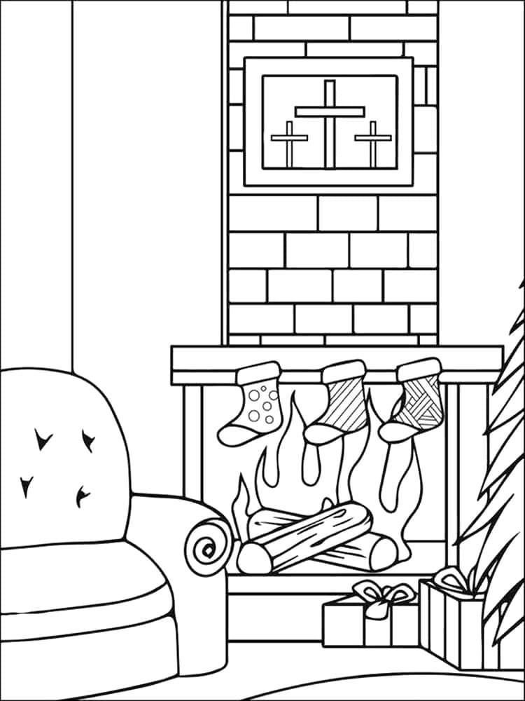 Fireplace 4 Coloring Page