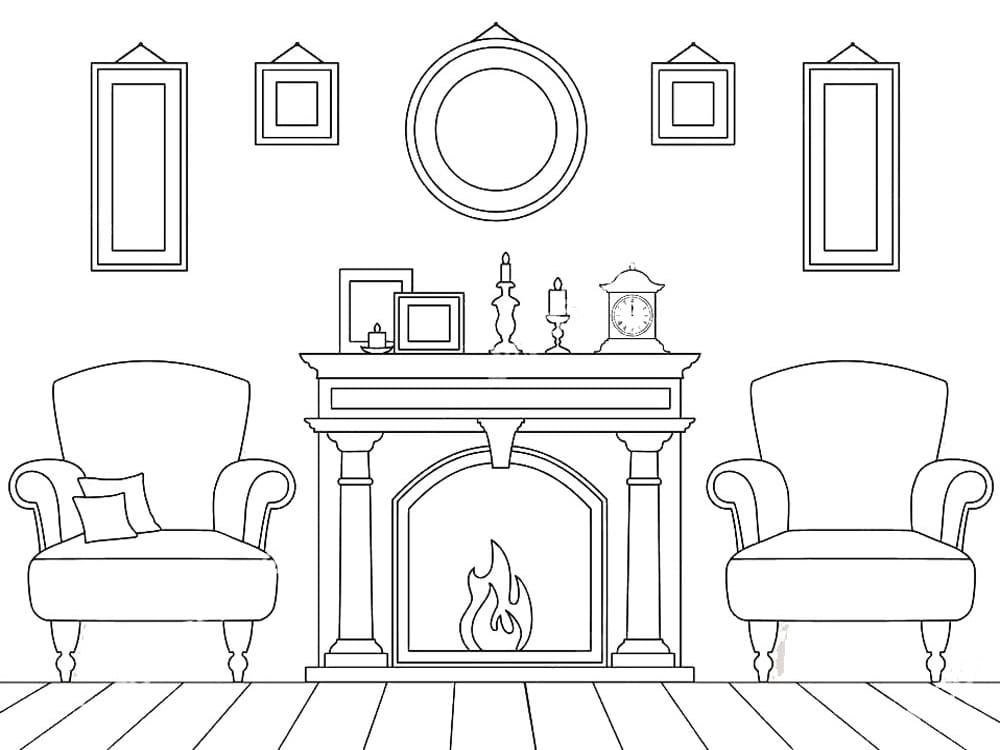 Fireplace 7 Coloring Page
