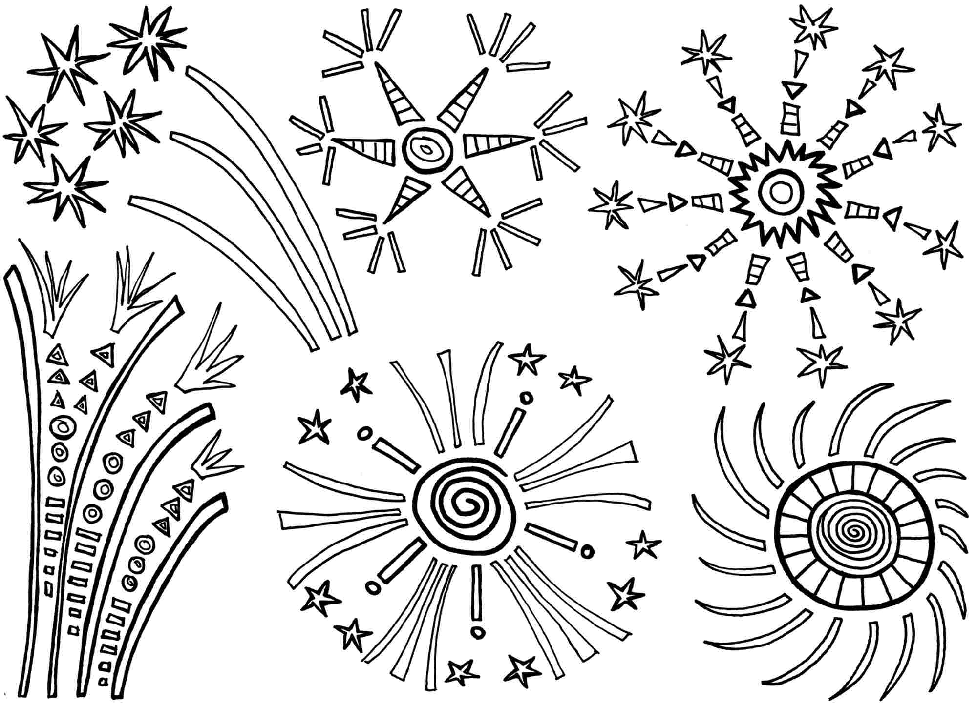 Fireworks Printable Coloring Page