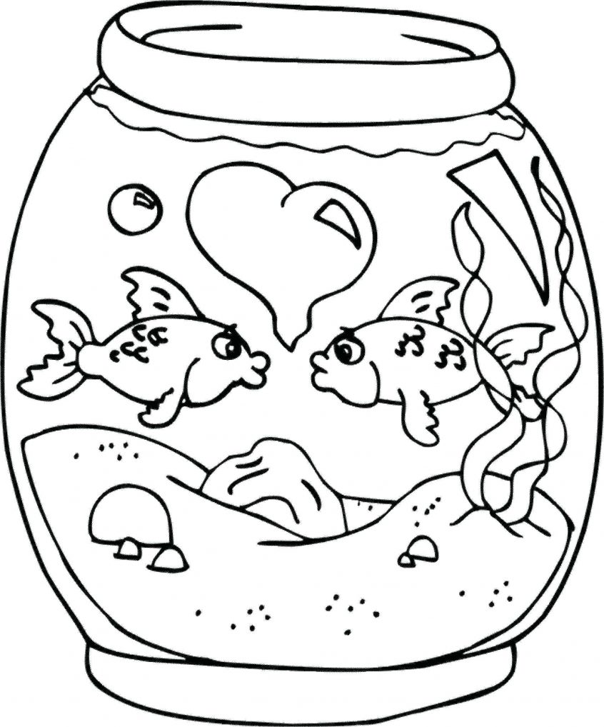 Fishes in Love Coloring Page