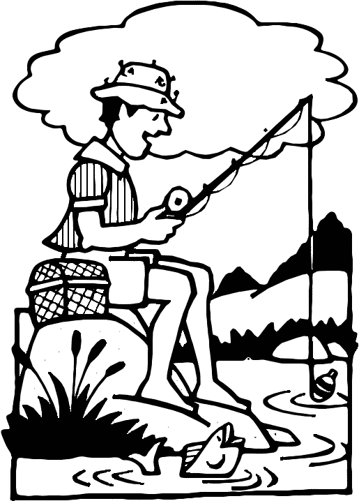 Fishing Landscape Coloring Page