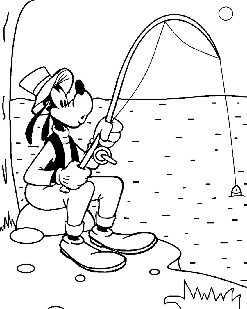 Fishing with Tom Coloring Page