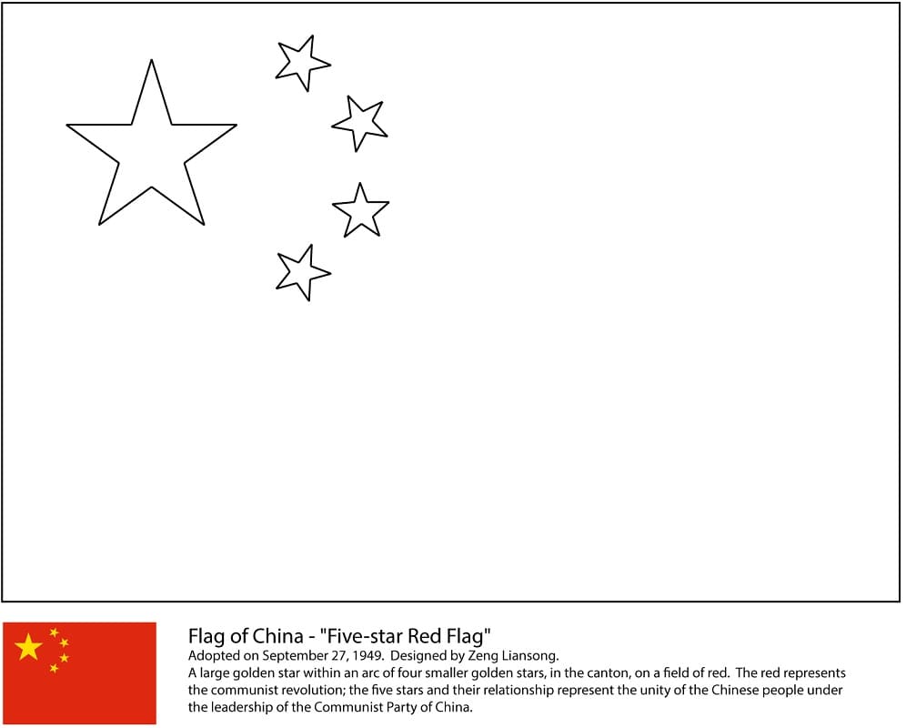 Flag of China Coloring Page