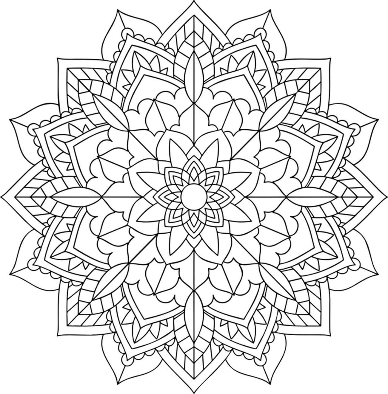 Floral Mandala Easy Coloring Page