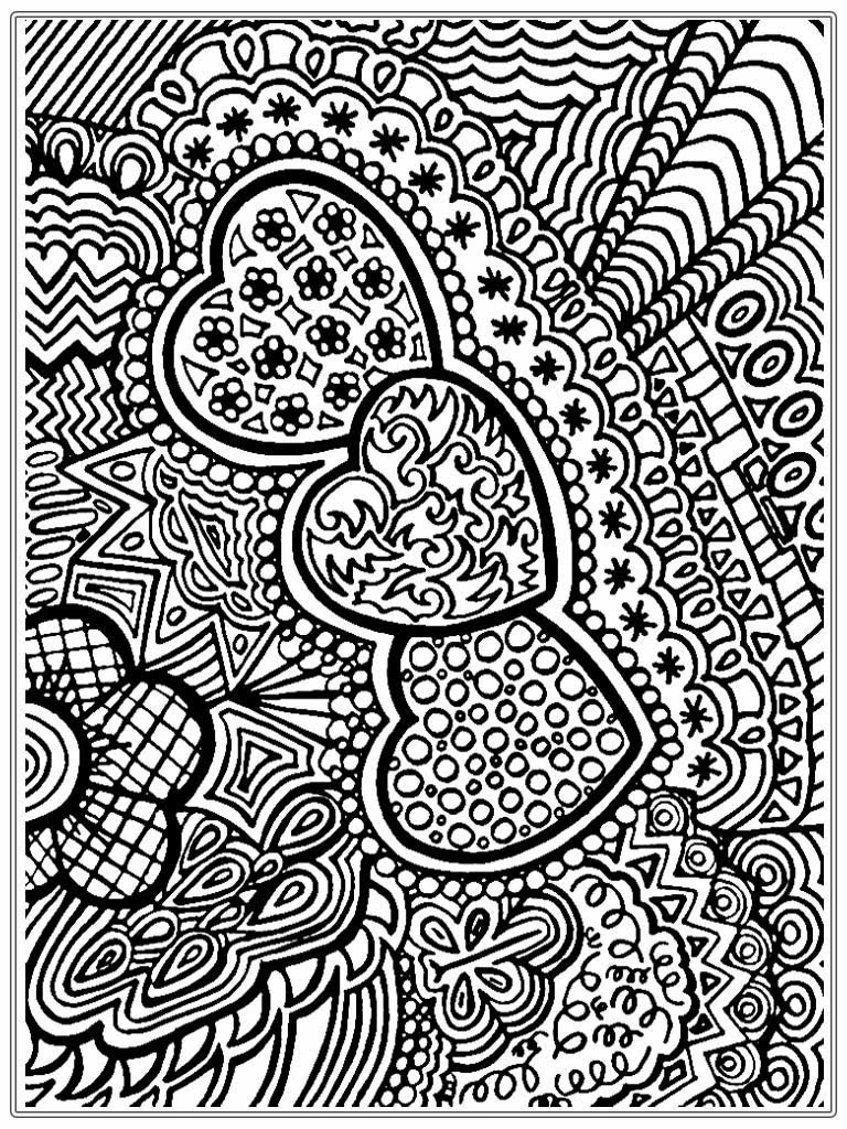 Flower And Heart Adult Free 2016 Coloring Page