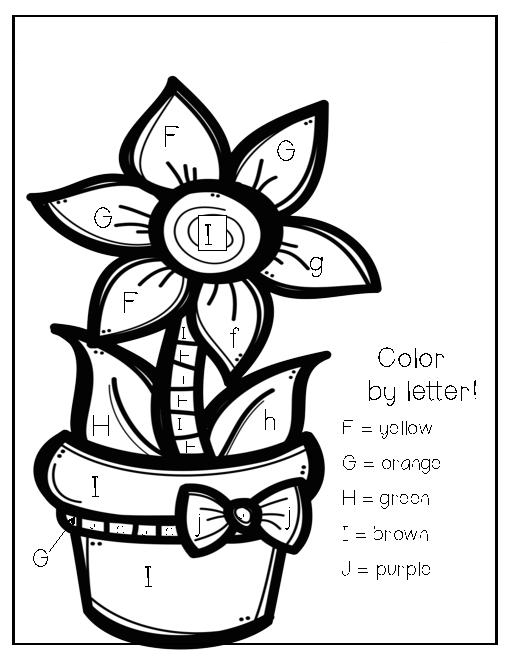 Flower Color By Letterss Coloring Page