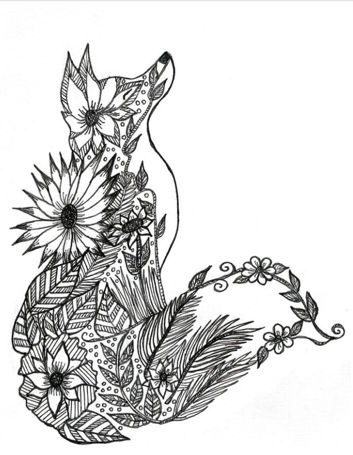 Flower Fox Coloring Page