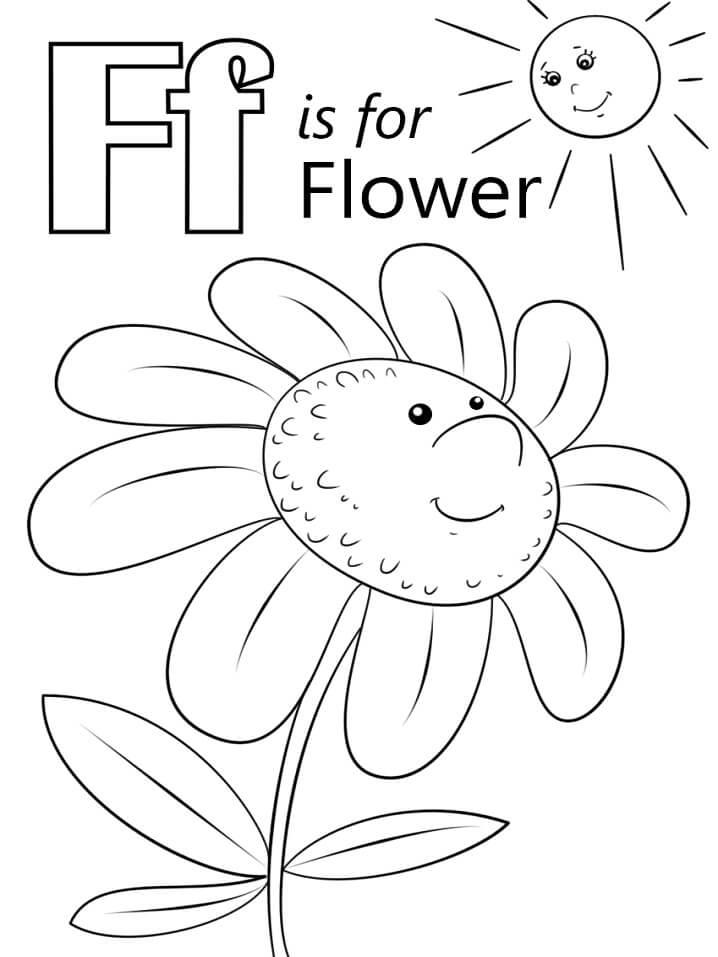 Flower Letter F Coloring Page