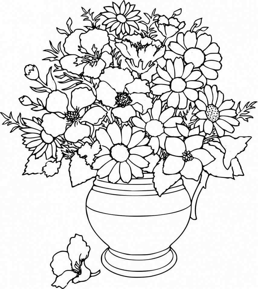 Flower Vase 3 Coloring Page