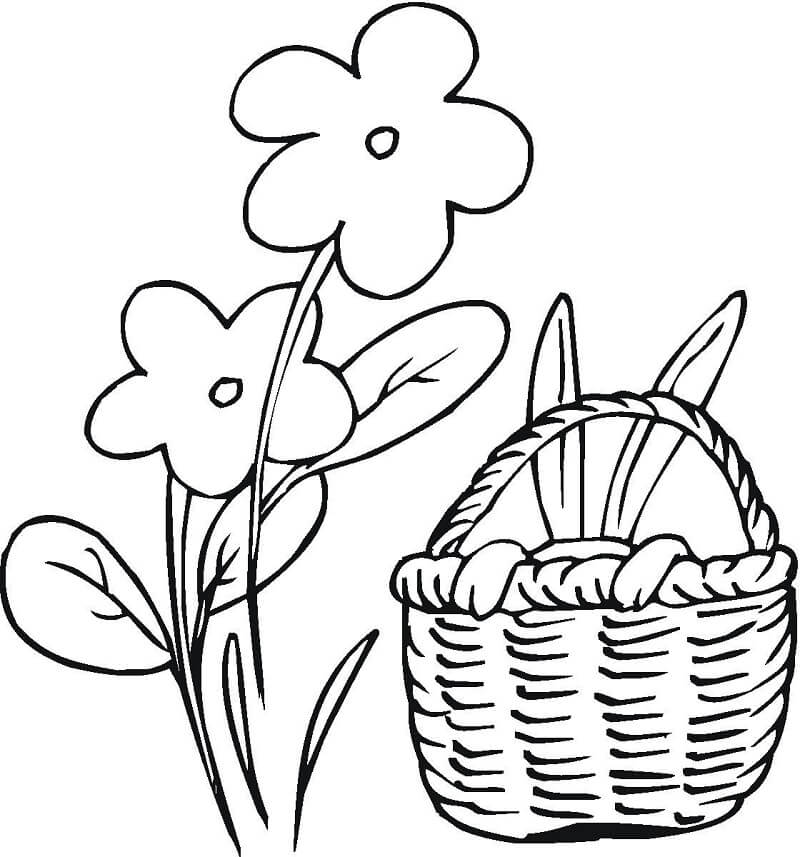 Flower with Easter Basket Coloring Page