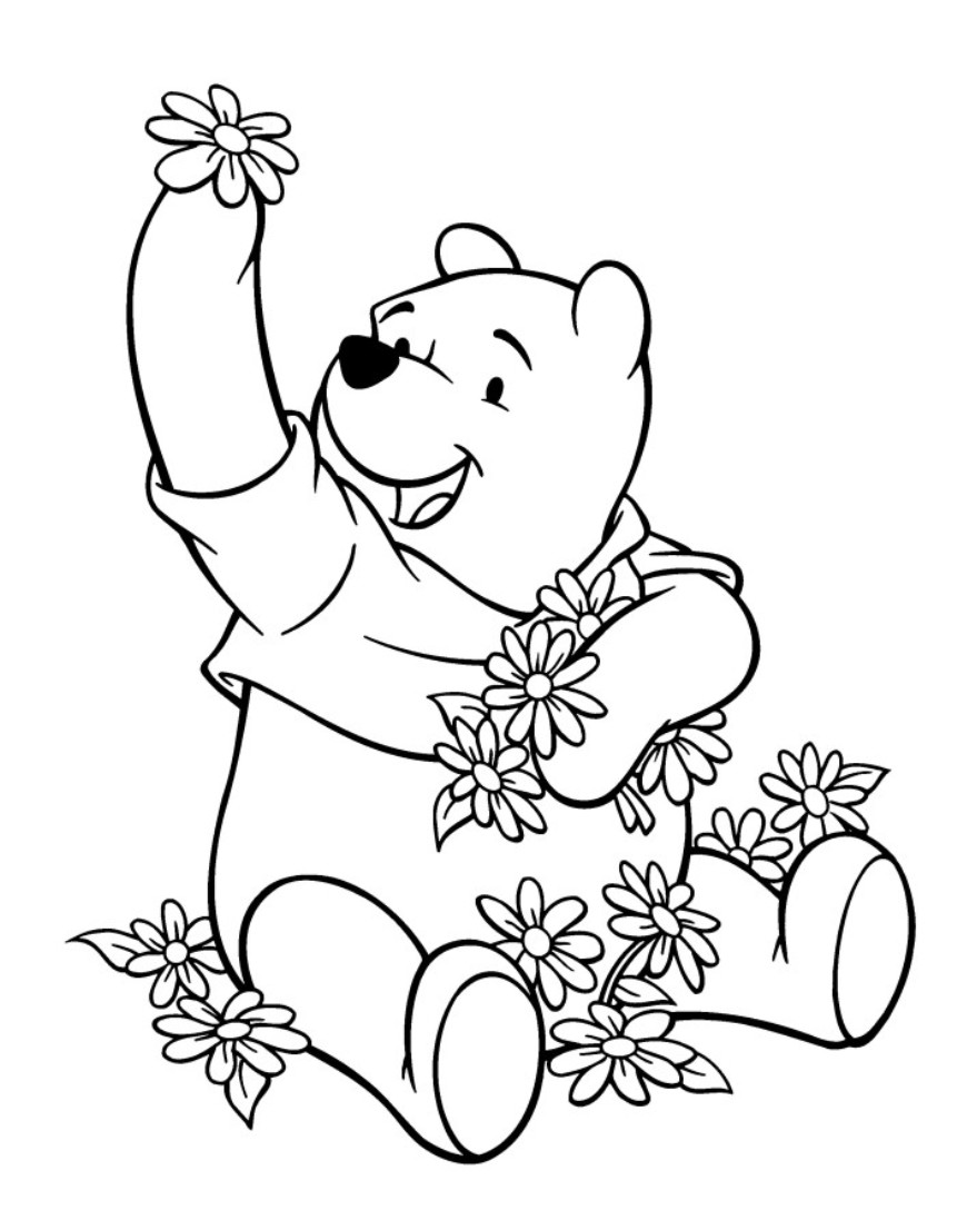Flowers And Winnie The Pooh S80e2 Coloring Page