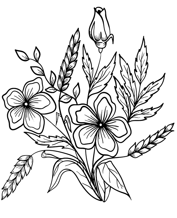 Flowers Composition Picture To Print Coloring Page
