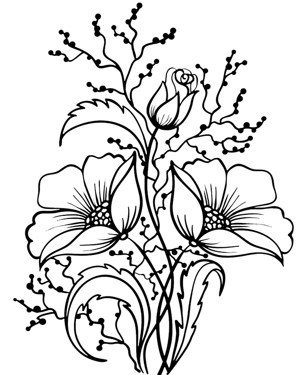 Flowers Composition Sheet To Print Coloring Page