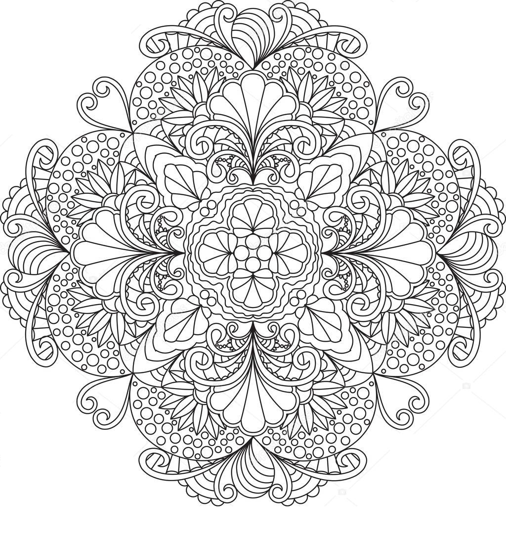 Flowers Mandala Coloring Page