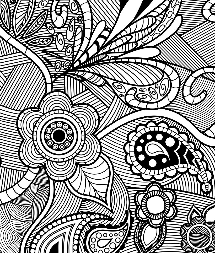 Flowers Paisley Design Coloring Page