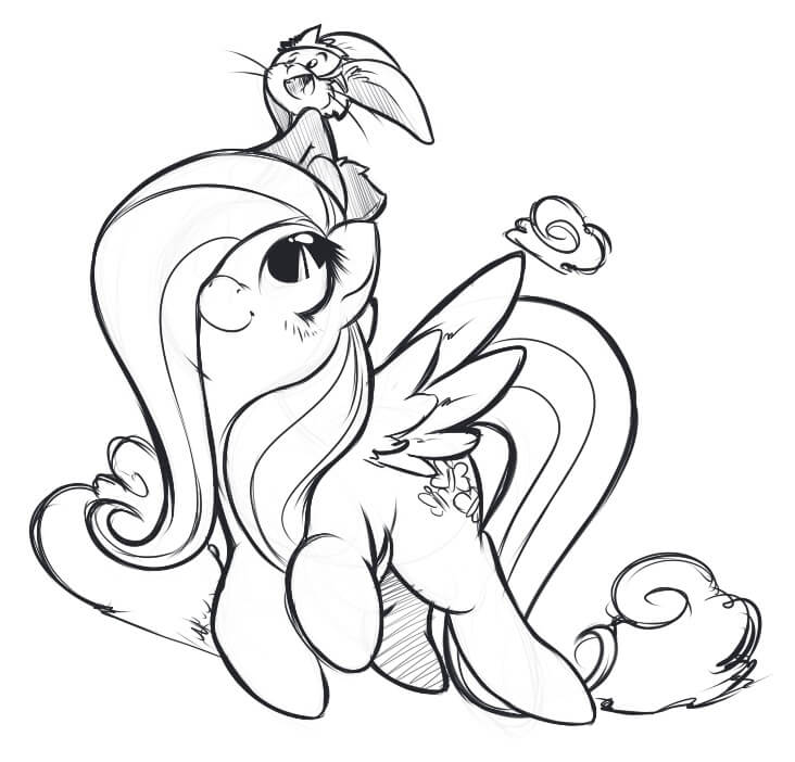 Fluttershy and Friend Coloring Page