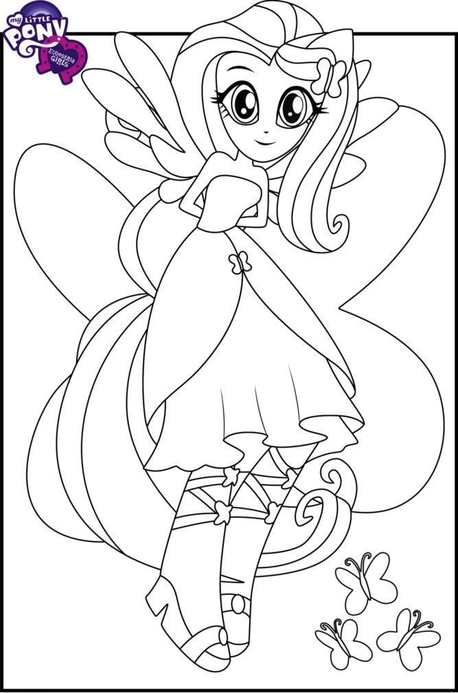 Fluttershy In Equestria Girls Coloring Page