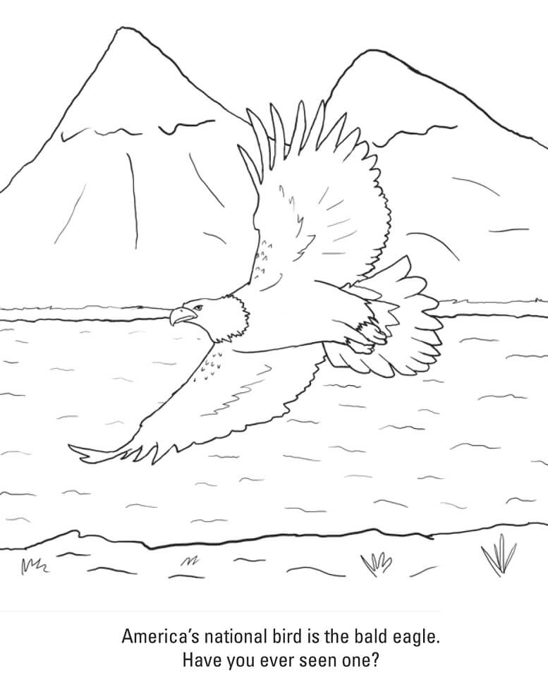Flying Bald Eagle Coloring Page