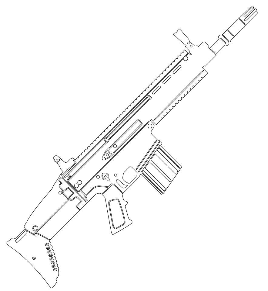 FN SCAR Assault Rifle Coloring Page