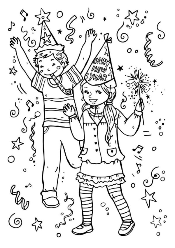 For Kids New Year Partiesb0ee Coloring Page