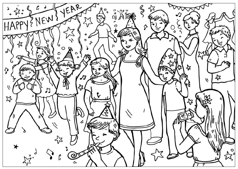 For Kids New Year Party662c Coloring Page