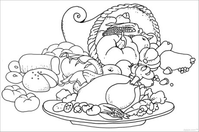 For Kids Thanksgiving Meal And Cornucopia2144