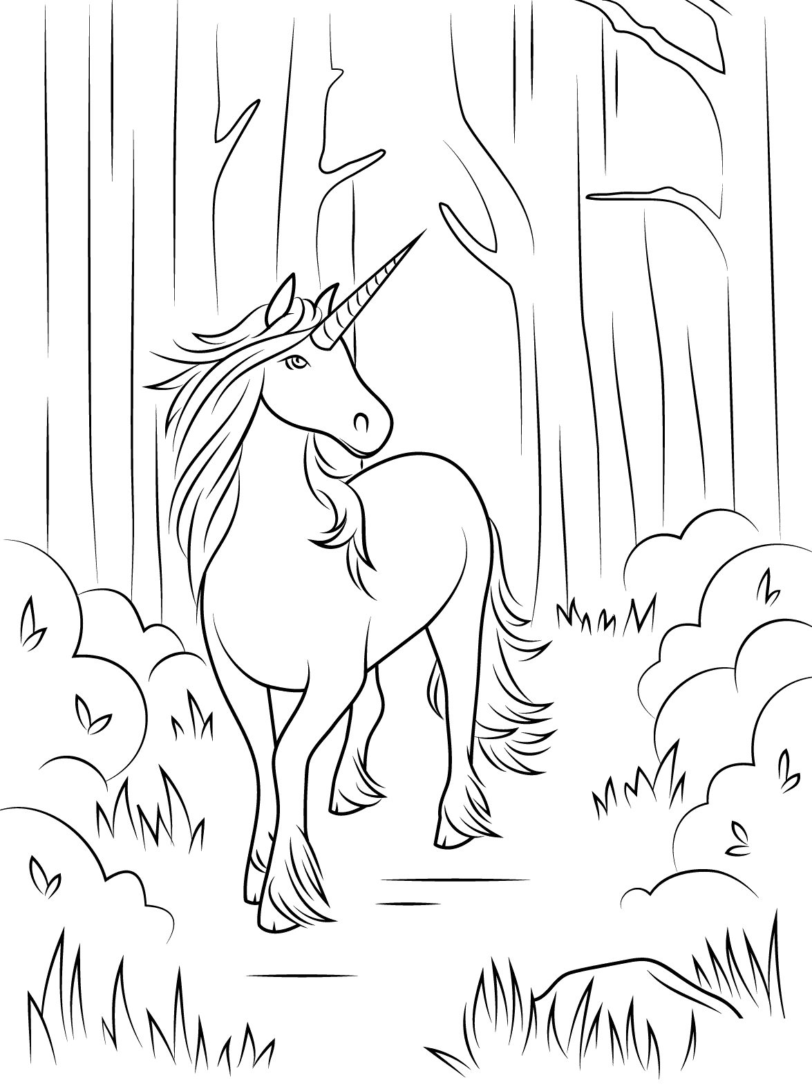Forest Unicorn By Artsashina Coloring Page