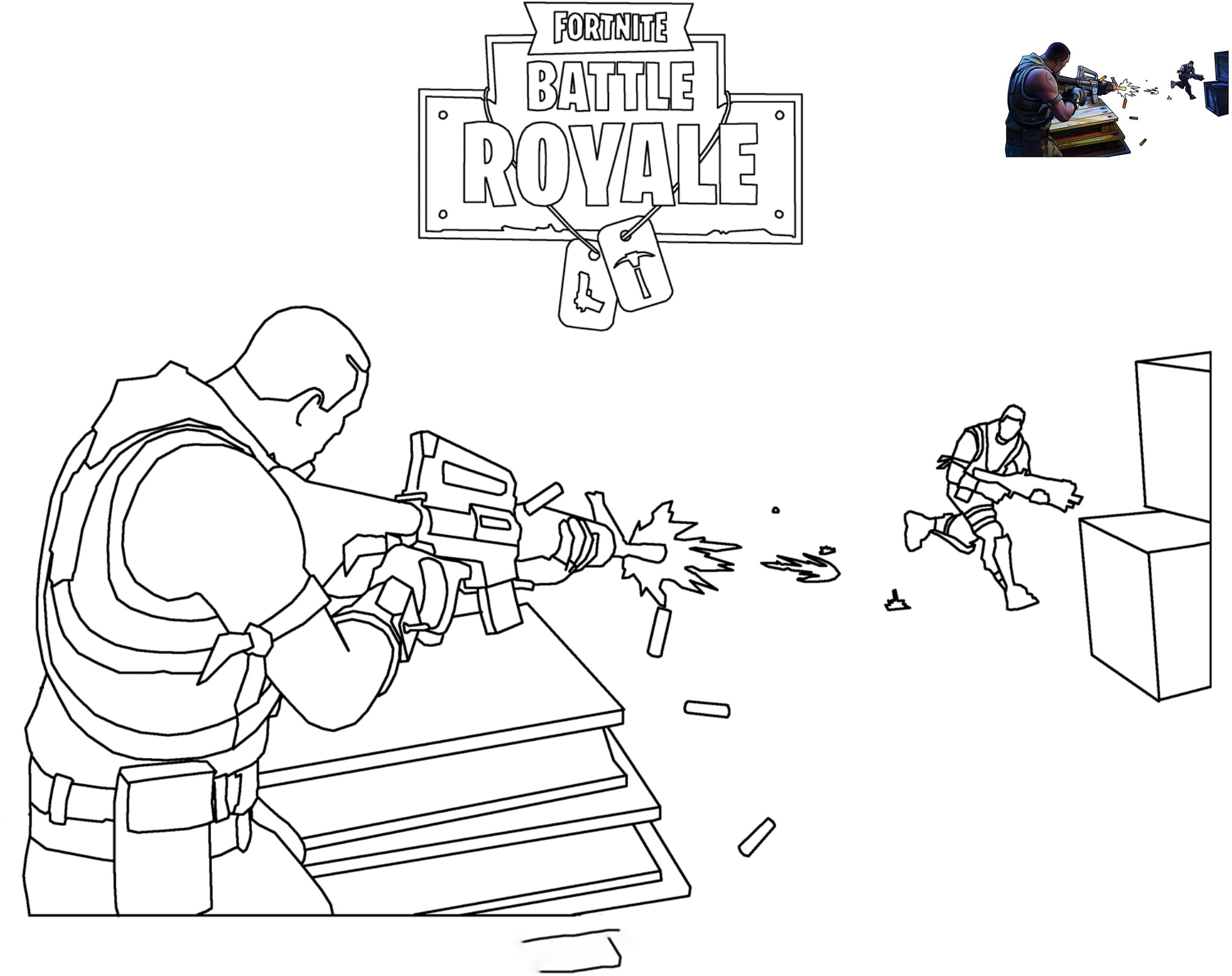 Fortnite Scene Shooting Coloring Page