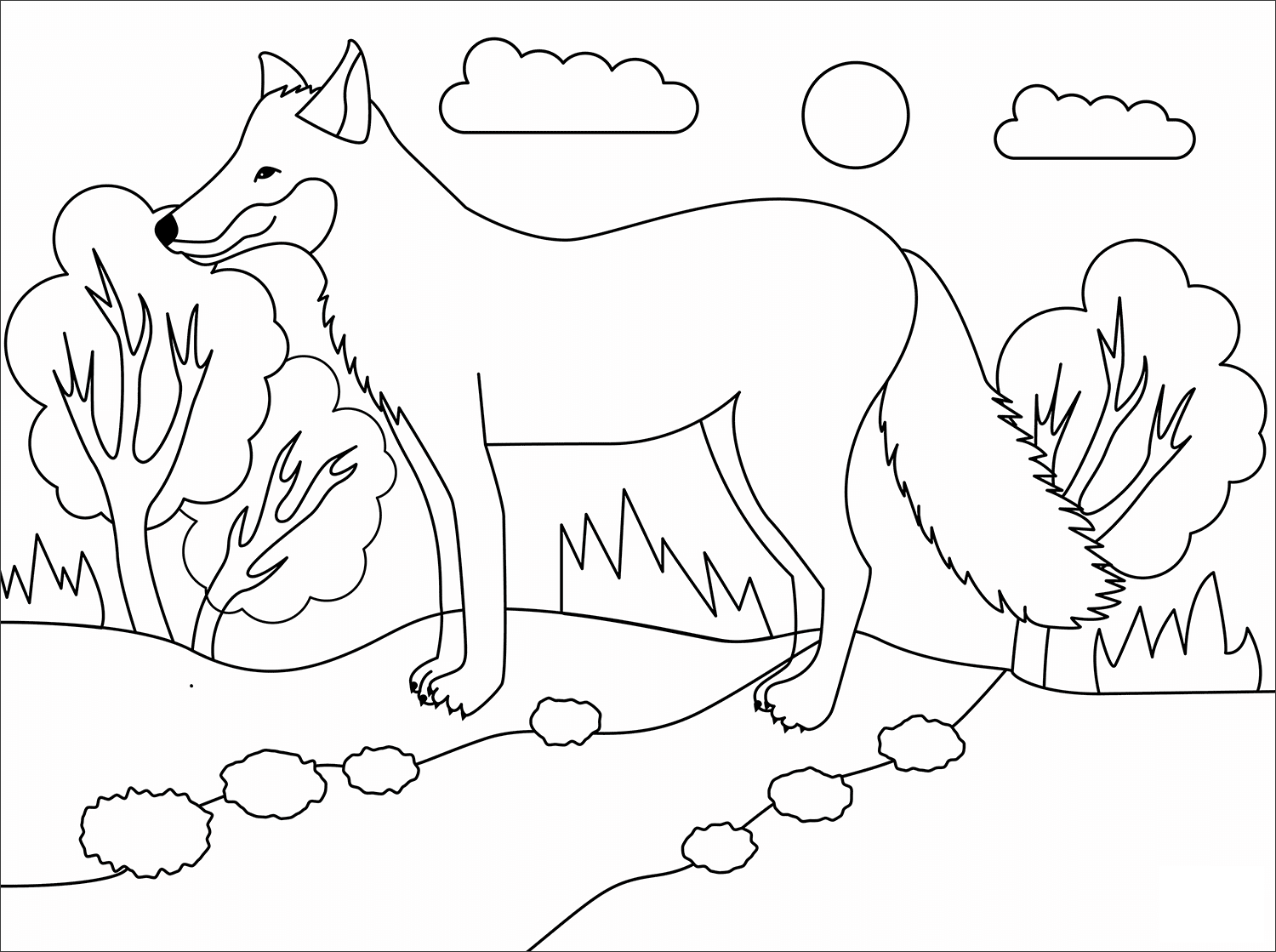 Fox Animal Simple Coloring Page