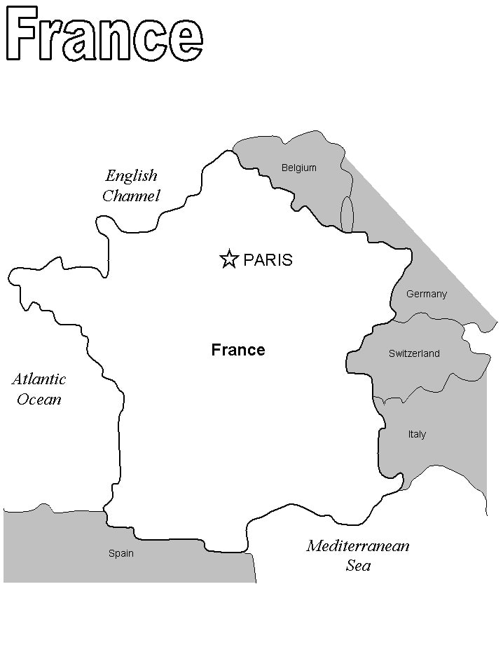 France Map Coloring Page