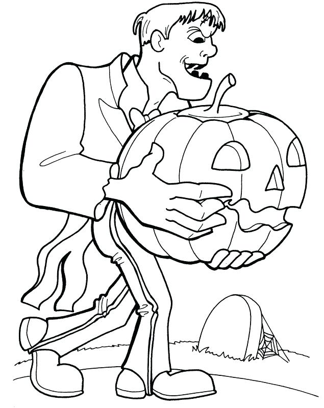 Frankenstein And Pumpkin Coloring Page
