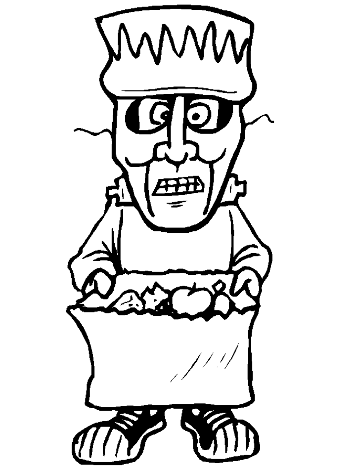 Frankenstein Ask For Candy Coloring Page