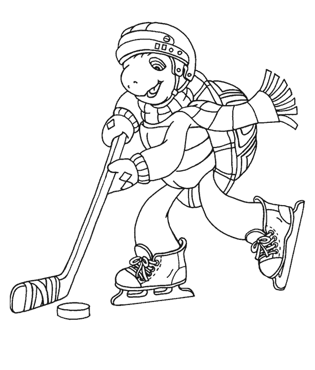 Franklin Playing Ice Hockey Coloring Page
