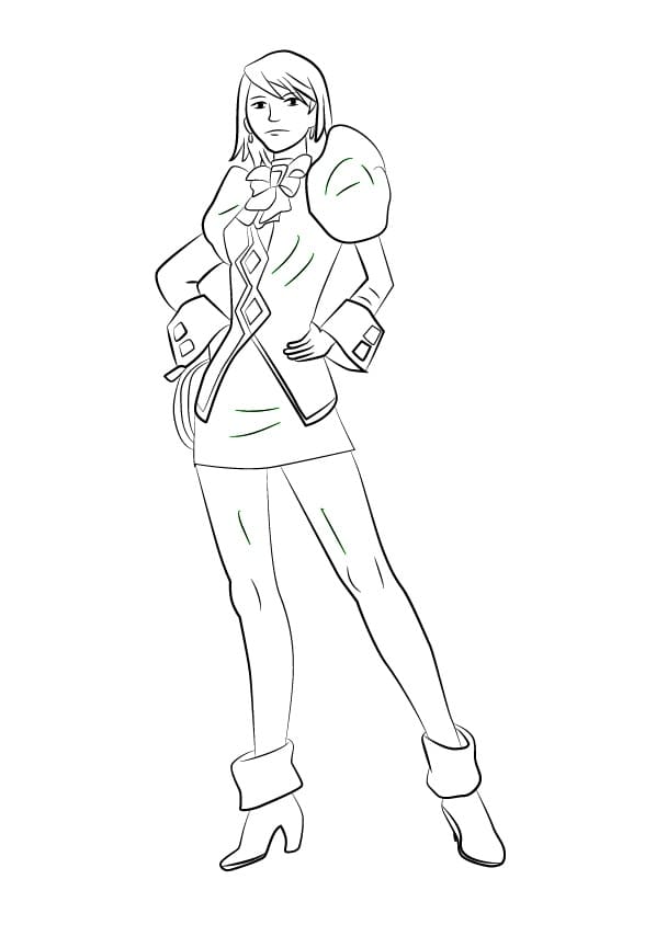 Franziska von Karma from Ace Attorney Coloring Page