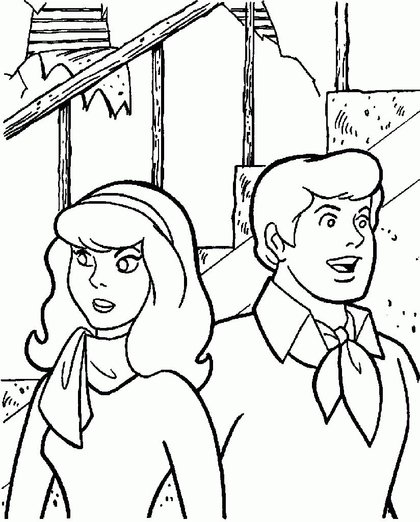 Fred And Daphne Being Careful Scooby Doo Coloring Page