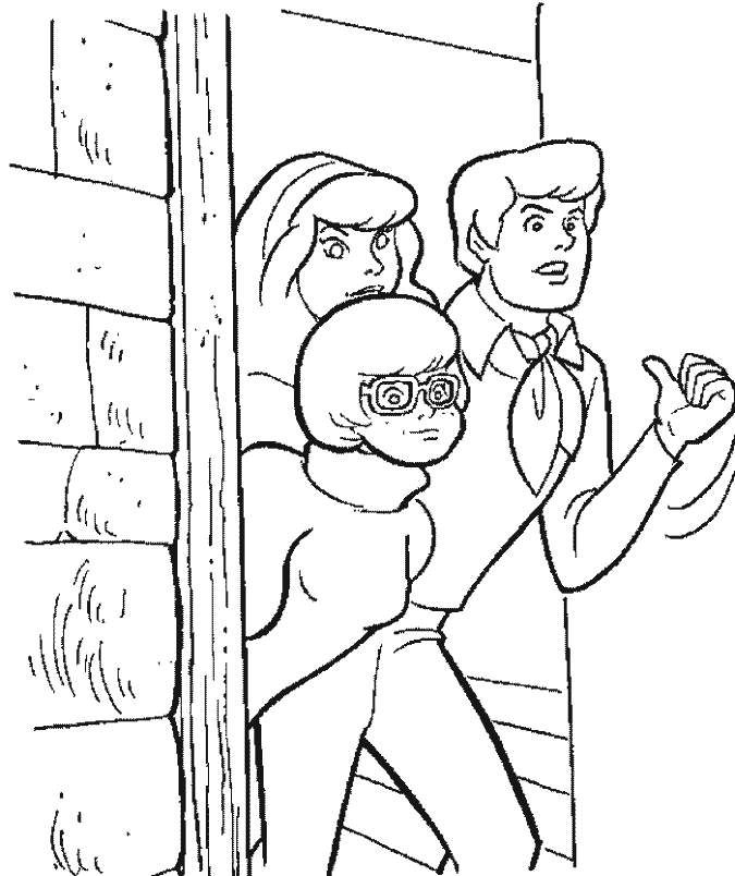 Fred Velma And Daphne Hiding Scooby Doo Coloring Page