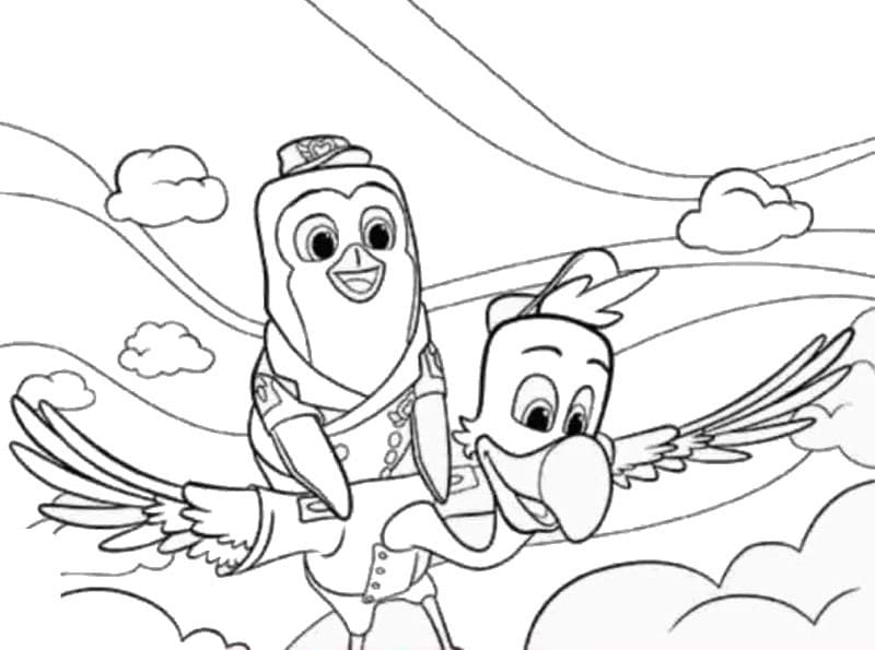 Freddy and Pip Flying Coloring Page