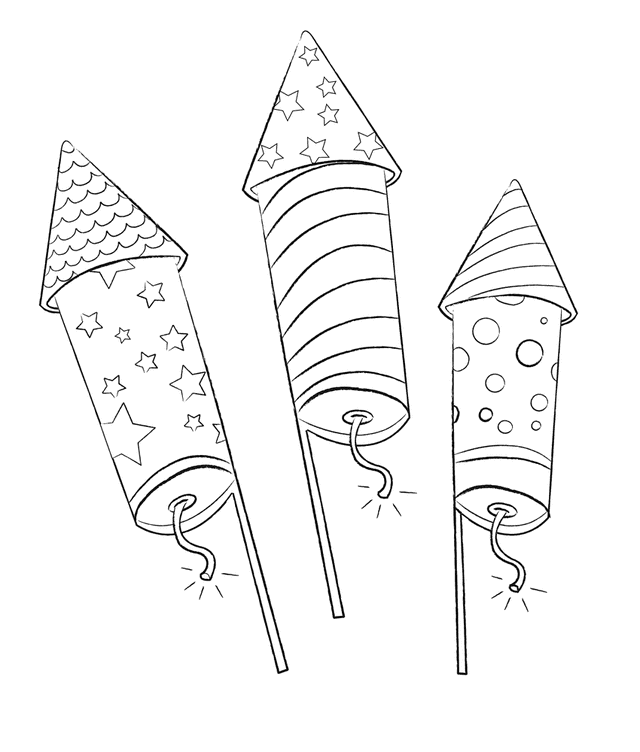 Free Fireworks 4th of Julys Coloring Page