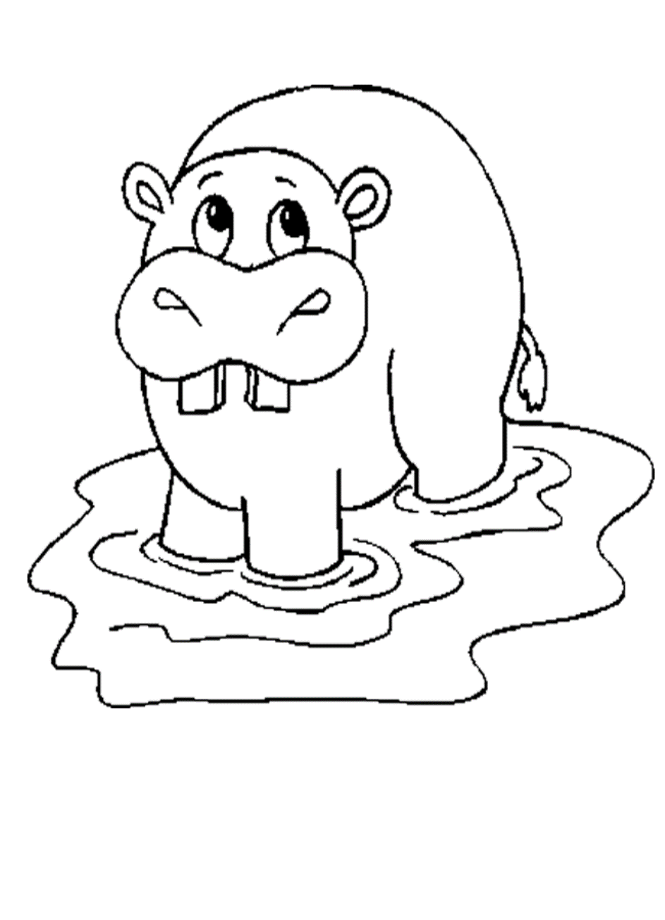 Free Hippo African Animal S3810 Coloring Page