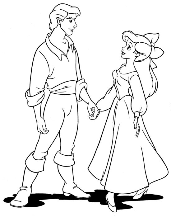 Free Little Mermaid Ariel and Eric Coloring Page