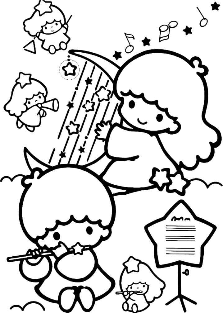 Free Little Twin Stars Coloring Page