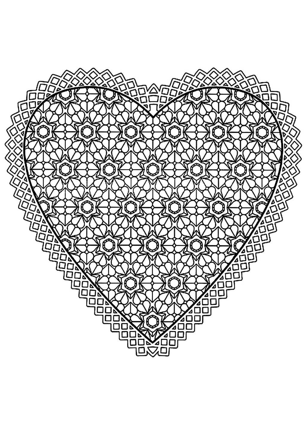Free Mandala Difficult Adult To Print Heart Coloring Page