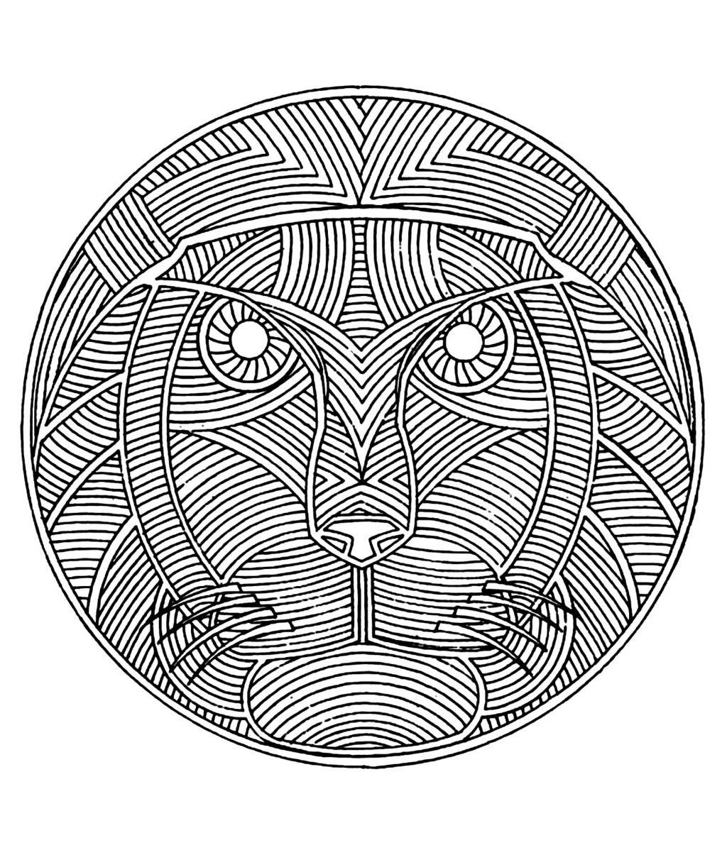 Free Mandala Difficult Adult To Print Lion Coloring Page