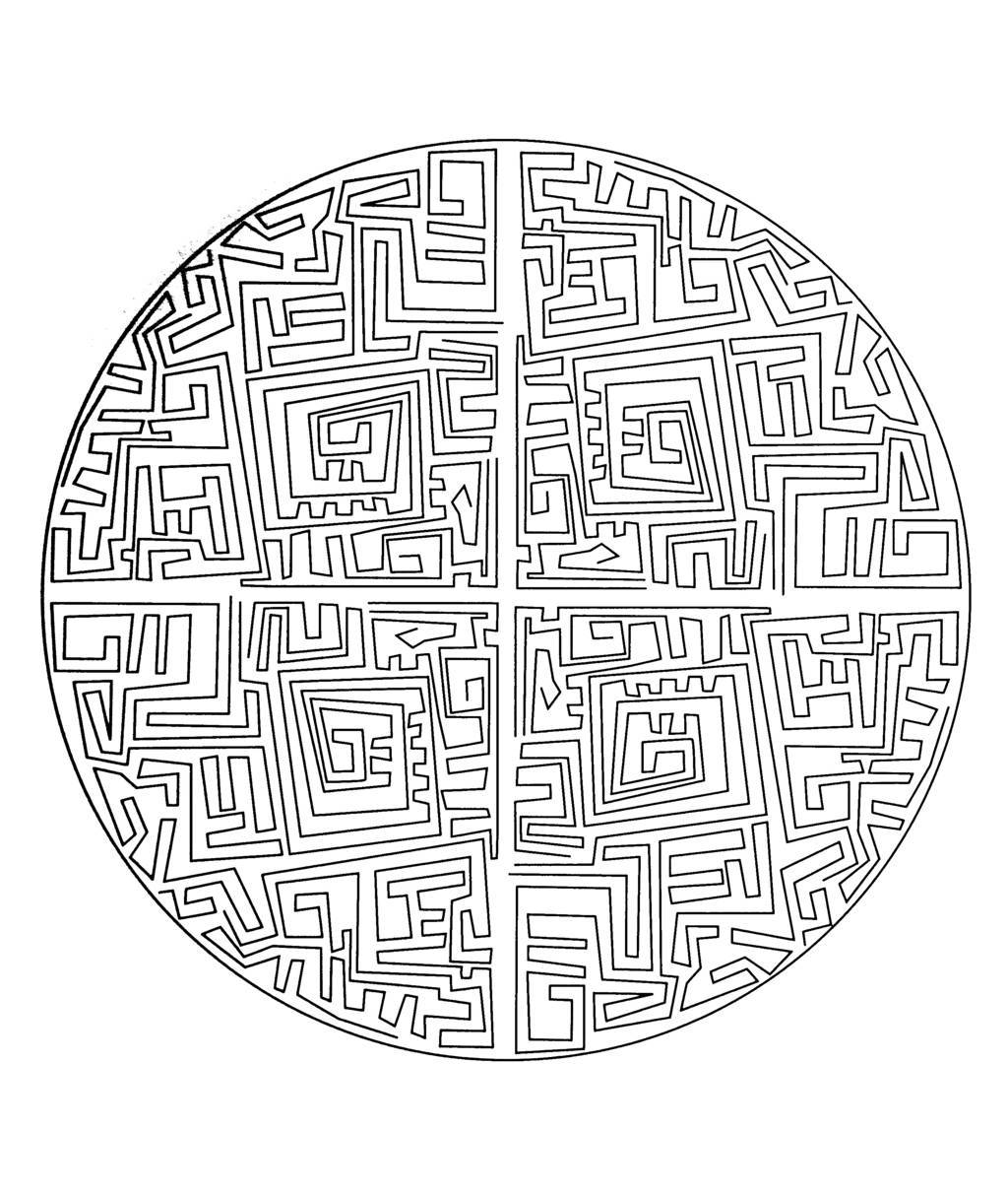 Free Mandala To Color Maze Coloring Page