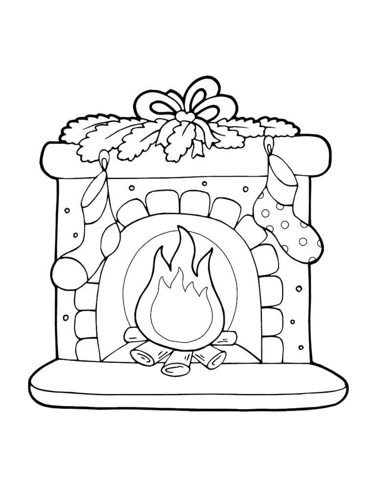 Free Printable Fireplace Coloring Page